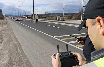 Bolu'da drone destekli trafik denetimi