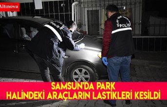 Samsun'da park halindeki araçların lastikleri kesildi 