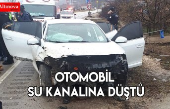 OTOMOBİL SU KANALINA DÜŞTÜ