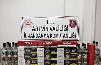 Artvin'de gümrük kaçağı sigara ve içki ele geçirildi
