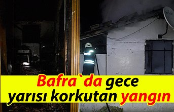 Bafra`da gece yarısı korkutan yangın