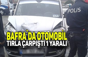 BAFRA`DA OTOMOBİL İLE TIR ÇARPIŞTI: 1 YARALI