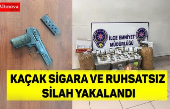 KAÇAK SİGARA VE RUHSATSIZ SİLAH YAKALANDI