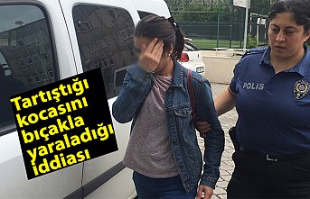 Tartıştığı kocasını bıçakla yaraladığı iddiası