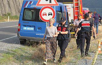 Bafra'da kamyonet baraj gölüne düştü