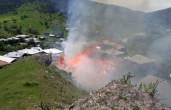 Köyde çıkan yangında 7 ev kullanılamaz hale geldi