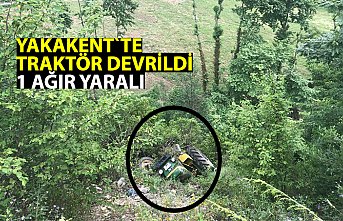 YAKAKENT`TE TRAKTÖR DEVRİLDİ
