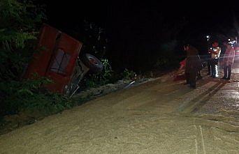 Amasya'da fındık yüklü tır devrildi: 2 yaralı