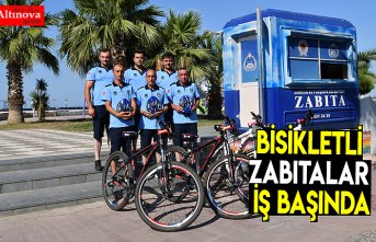 Bisikletli zabıtalar iş başında