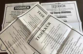 Ziraat odasından Cumhurbaşkanı Erdoğan'a ilanlı teşekkür