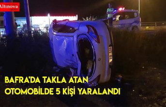BAFRA'DA TAKLA ATAN OTOMOBİLDE 5 KİŞİ YARALANDI