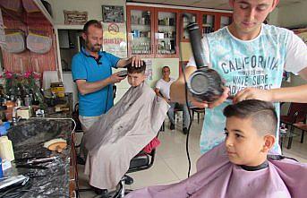 Kavak'ta berber ve kuaförlerde bayram yoğunluğu