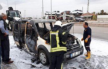 Amasya'da araç yangını
