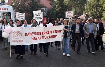 Doğankent'te meme kanseri için yürüyüş düzenlendi