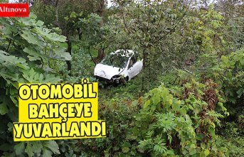 OTOMOBİL BAHÇEYE YUVARLANDI
