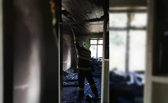 Düzce'de selde zarar gören camide çıkan yangın hasara neden oldu