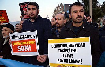 Amasya'da Doğu Türkistan protestosu