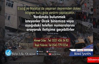 Bafra Ülkü Ocaklarından Elazığ'a yardım çağrısı