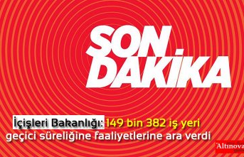 İçişleri Bakanlığı: 149 bin 382 iş yeri geçici süreliğine faaliyetlerine ara verdi