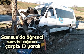 Samsun'da öğrenci servisi ağaca çarptı: 13 yaralı