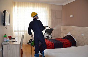 Sağlık çalışanlarının kaldığı yerlerde dezenfeksiyon yapıldı