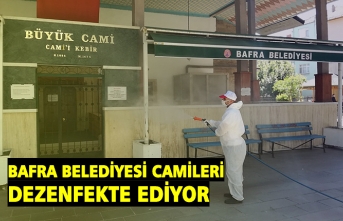 BAFRA BELEDİYESİ İBADETE AÇILACAK CAMİLERİ DEZENFEKTE EDİYOR