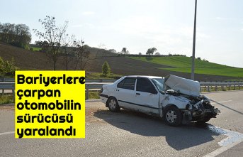 Bariyerlere çarpan otomobilin sürücüsü yaralandı