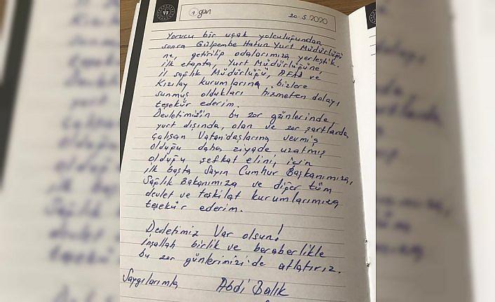 Giresun'da karantinaya alınan vatandaşlar memnuniyetlerini mektuplarla anlattı