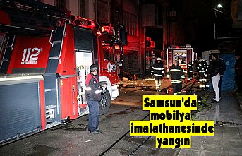 Samsun'da mobilya imalathanesinde yangın