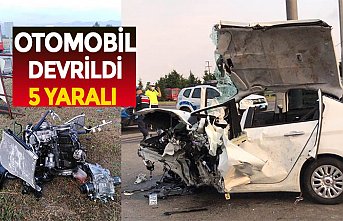 Otomobil devrildi: 5 yaralı