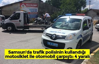 Samsun'da trafik polisinin kullandığı motosiklet ile otomobil çarpıştı: 4 yaralı