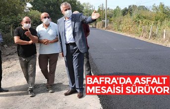 BAFRA'DA ASFALT MESAİSİ SÜRÜYOR
