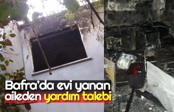 Bafra’da evi yanan aileden yardım talebi