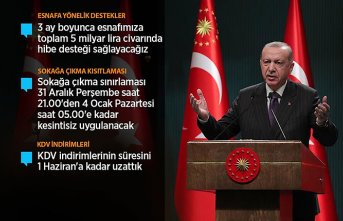 Cumhurbaşkanı Erdoğan: Esnafımıza üç ay süreyle kira desteği yapacağız