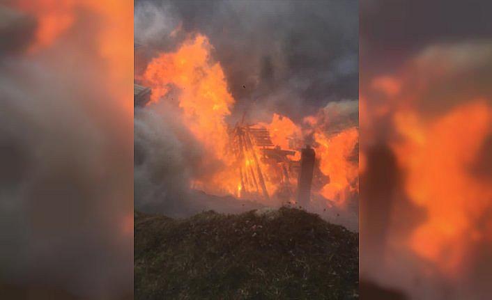 Rize'de Gölyayla köyünde çıkan yangına müdahale ediliyor