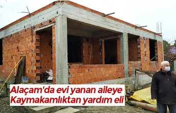 Alaçam'da evi yanan aileye Kaymakamlıktan yardım eli