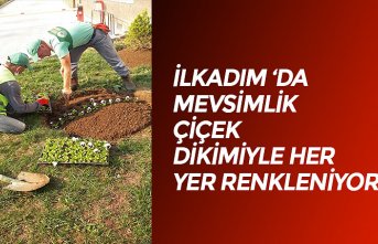 İLKADIM ‘DA MEVSİMLİK ÇİÇEK DİKİMİYLE HER YER RENKLENİYOR
