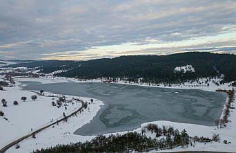 Karabük'te kar manzarası havadan görüntülendi