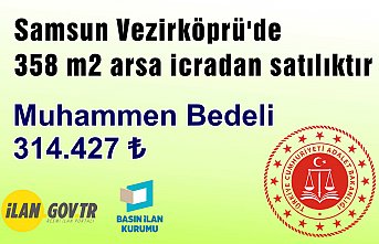Vezirköprü'de 358 m2 arsa icradan satılıktır