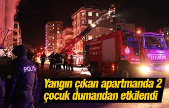 Yangın çıkan apartmanda 2 çocuk dumandan etkilendi