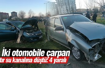 İki otomobile çarpan tır su kanalına düştü: 4 yaralı
