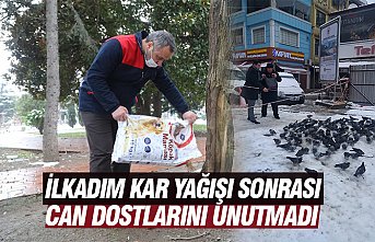 İLKADIM KAR YAĞIŞI SONRASI  CAN DOSTLARINI UNUTMADI