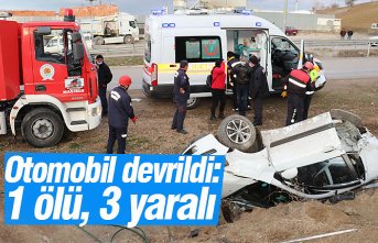 Otomobil devrildi: 1 ölü, 3 yaralı