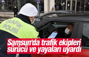 Samsun'da trafik ekipleri sürücü ve yayaları uyardı