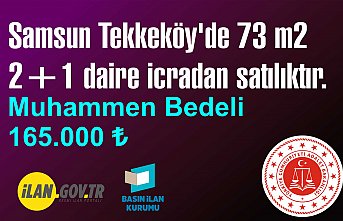 Samsun Tekkeköy'de 73 m2 2+1 daire icradan satılıktır