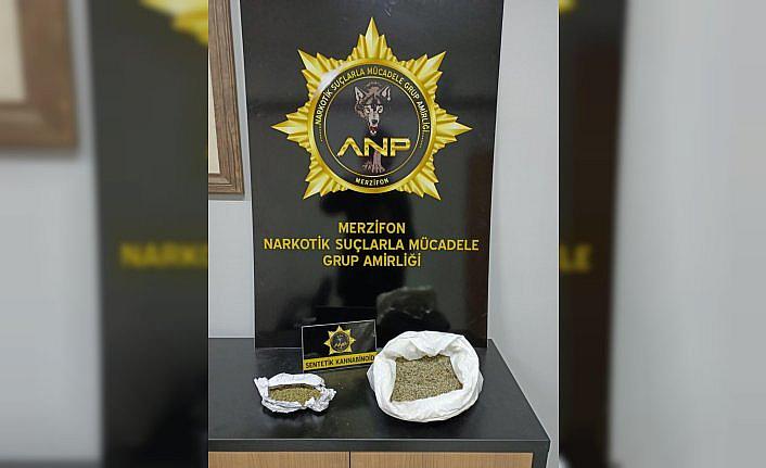 Amasya'da yolcu otobüsünde sentetik uyuşturucuyla yakalanan zanlı gözaltına alındı