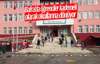 Bafra’da öğrenciler kademeli olarak okullarına dönüyor