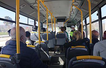 Bolu'da halk otobüslerinde Kovid-19 tedbirleri denetlendi