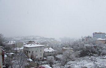 Kavak ilçe merkezi nisan ayında beyaza büründü