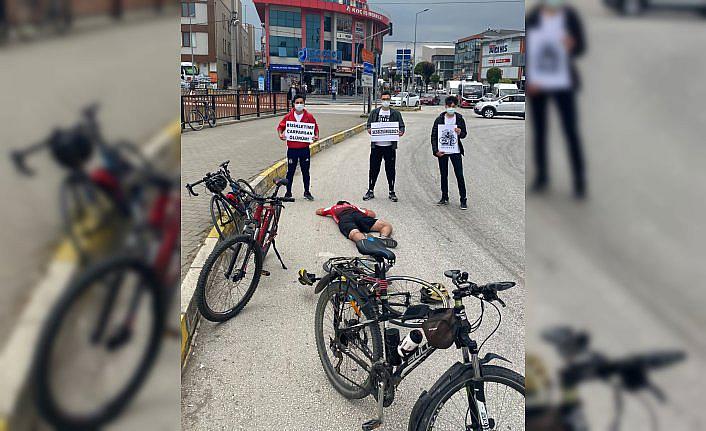Düzce'de bisiklet yolunun önemini anlatan farkındalık etkinliği